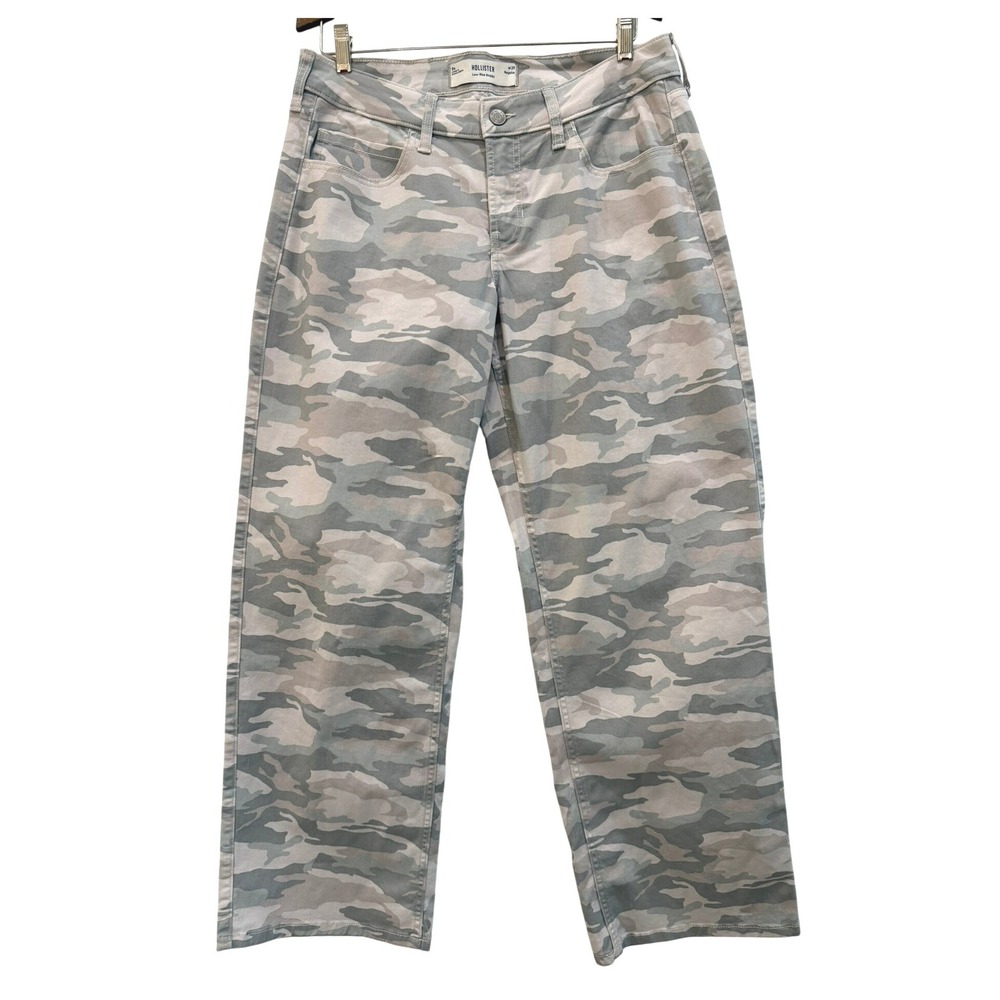 Hollister Low-Rise Baggy Camo Pants Grey Tan Camouflage Size 8R W29 Regular - Picture 6 of 6